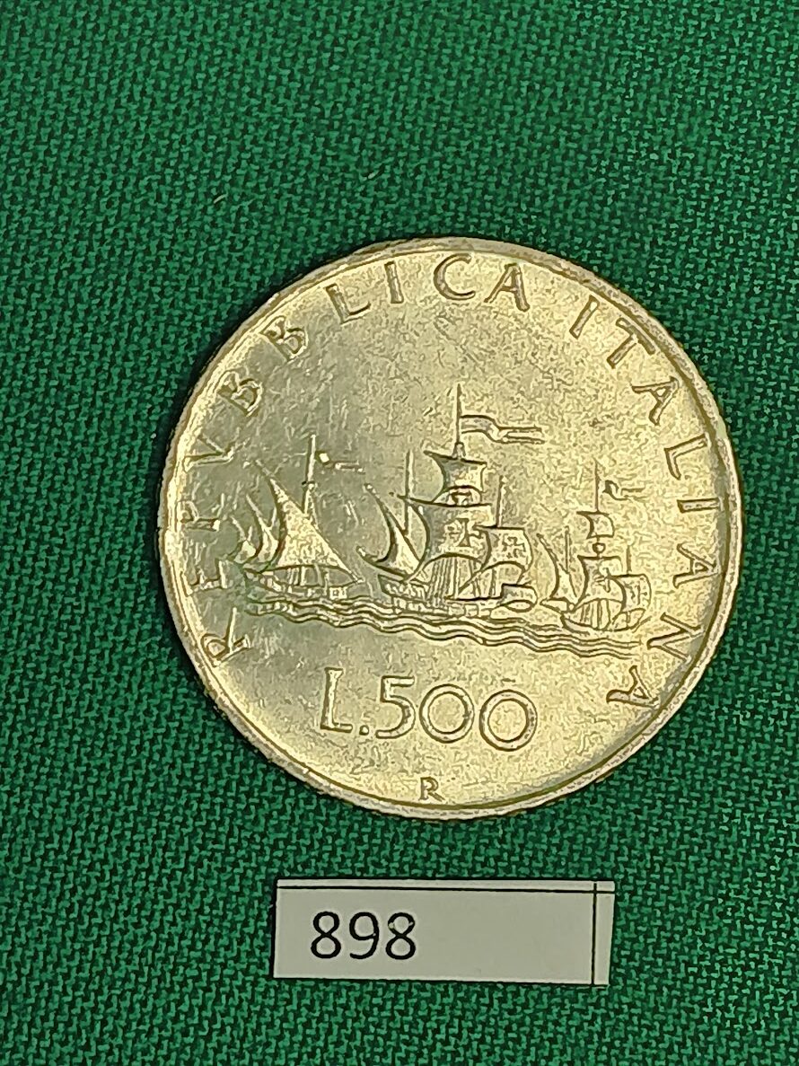 898 Italia 500 Lire Caravelle Argento Anno 1964 CCNI Circolo