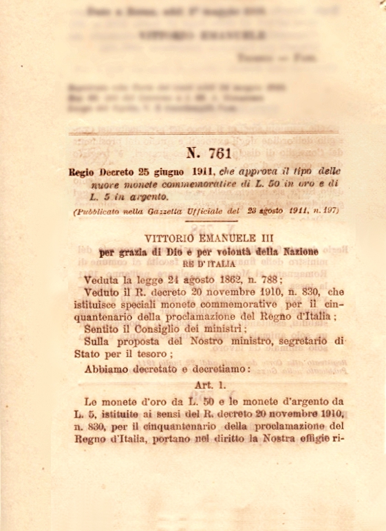 R. Decreto n°761 del 25 giugno 1911 - pag1