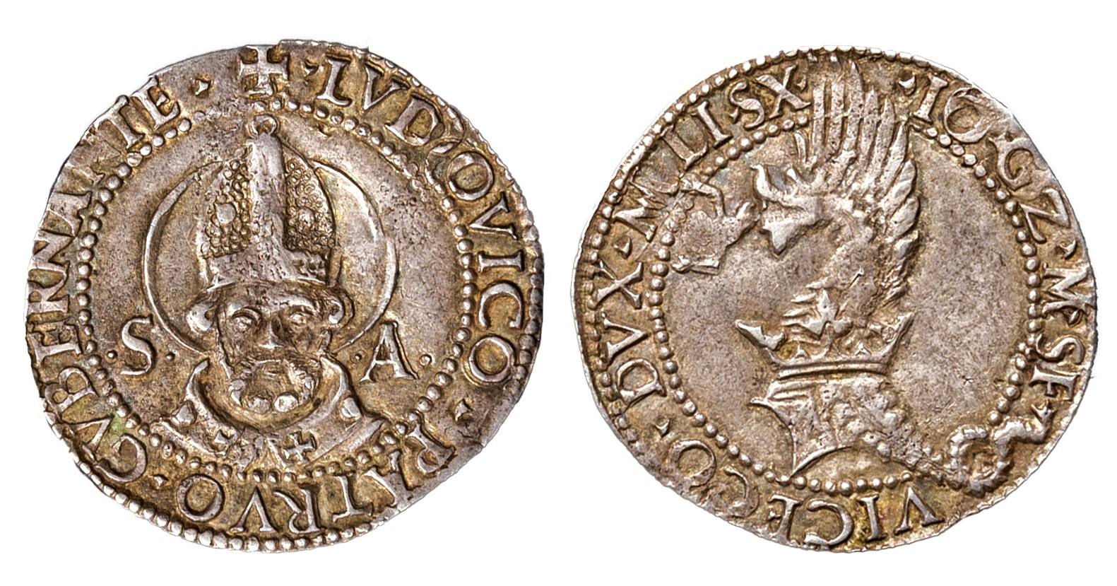 Milano-Grosso da 5 soldi in argento di Giovanni Galeazzo Maria Sforza, reggenza di Ludovico Maria Sforza (1481-1494), stima 400-500